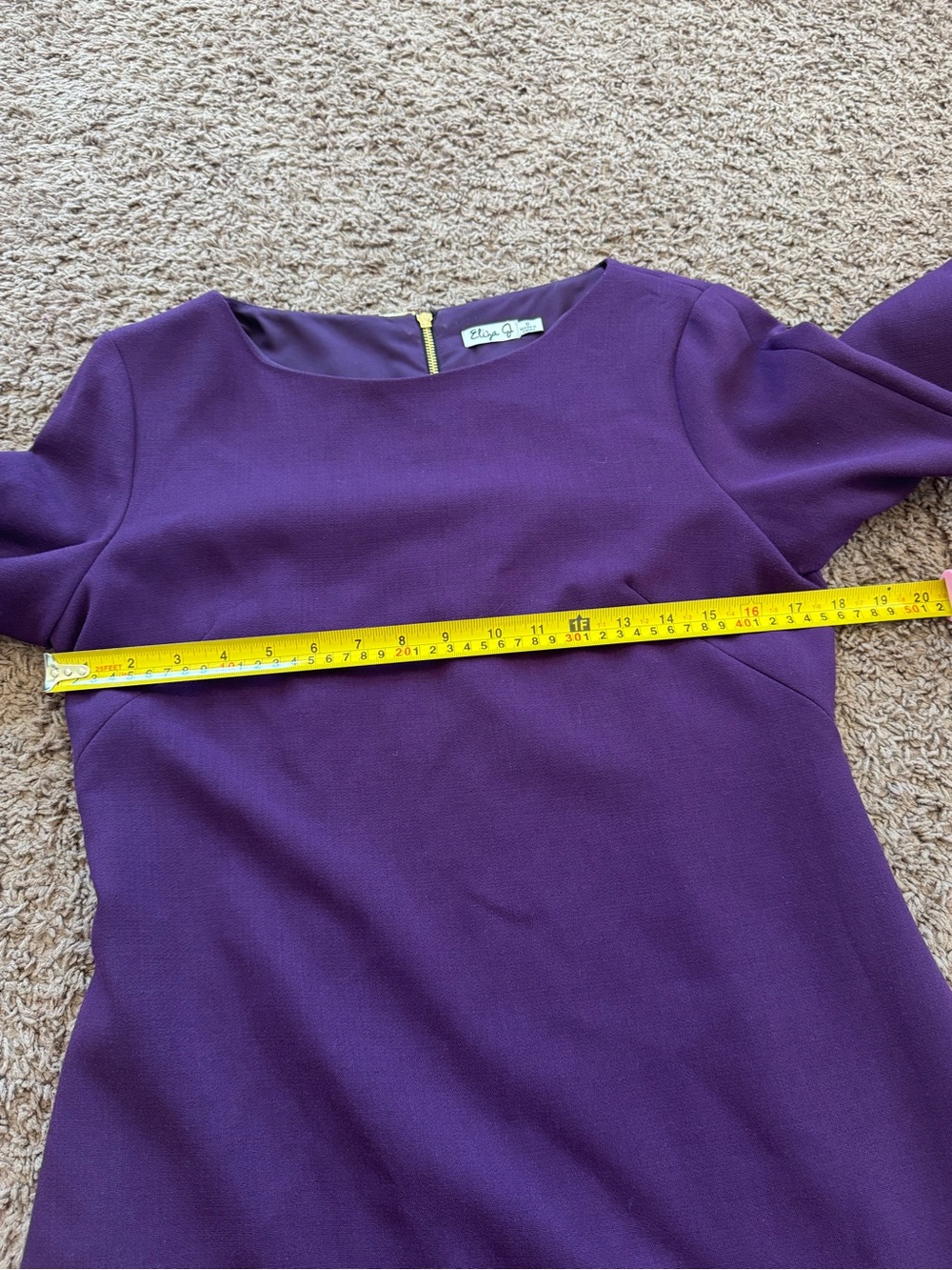 Eliza J Purple Eggplant Plum Shirttail Hem Sheath Dress 3/4 Sleeve 8 - Picture 9 of 10